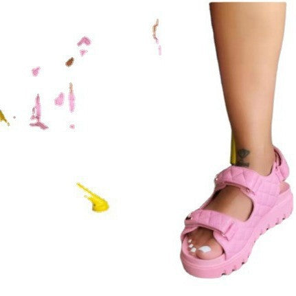Damen Plateausandalen mit ergonomischem Riemen-Design und rutschfester Sohle EB
