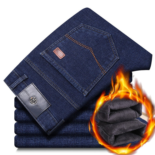 Herren warme gefütterte Jeanshose mit klassischem Schnitt EB