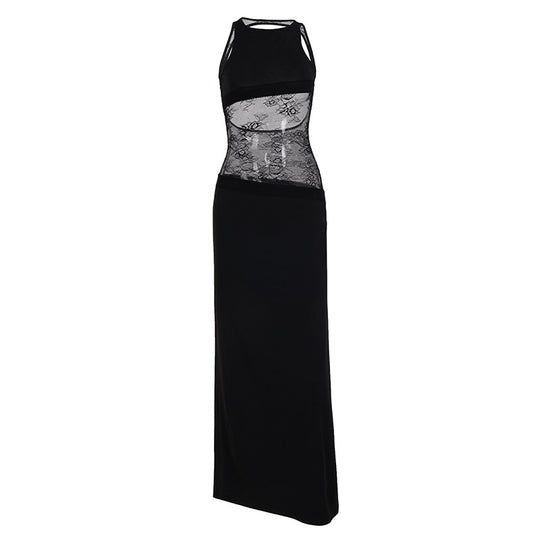 Damen Maxikleid mit romantischem Spitzenrücken EB
