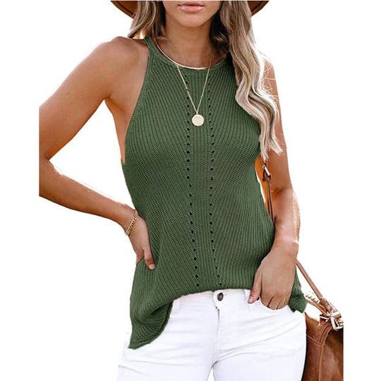 Damen ärmelloses Stricktop mit Struktur EB