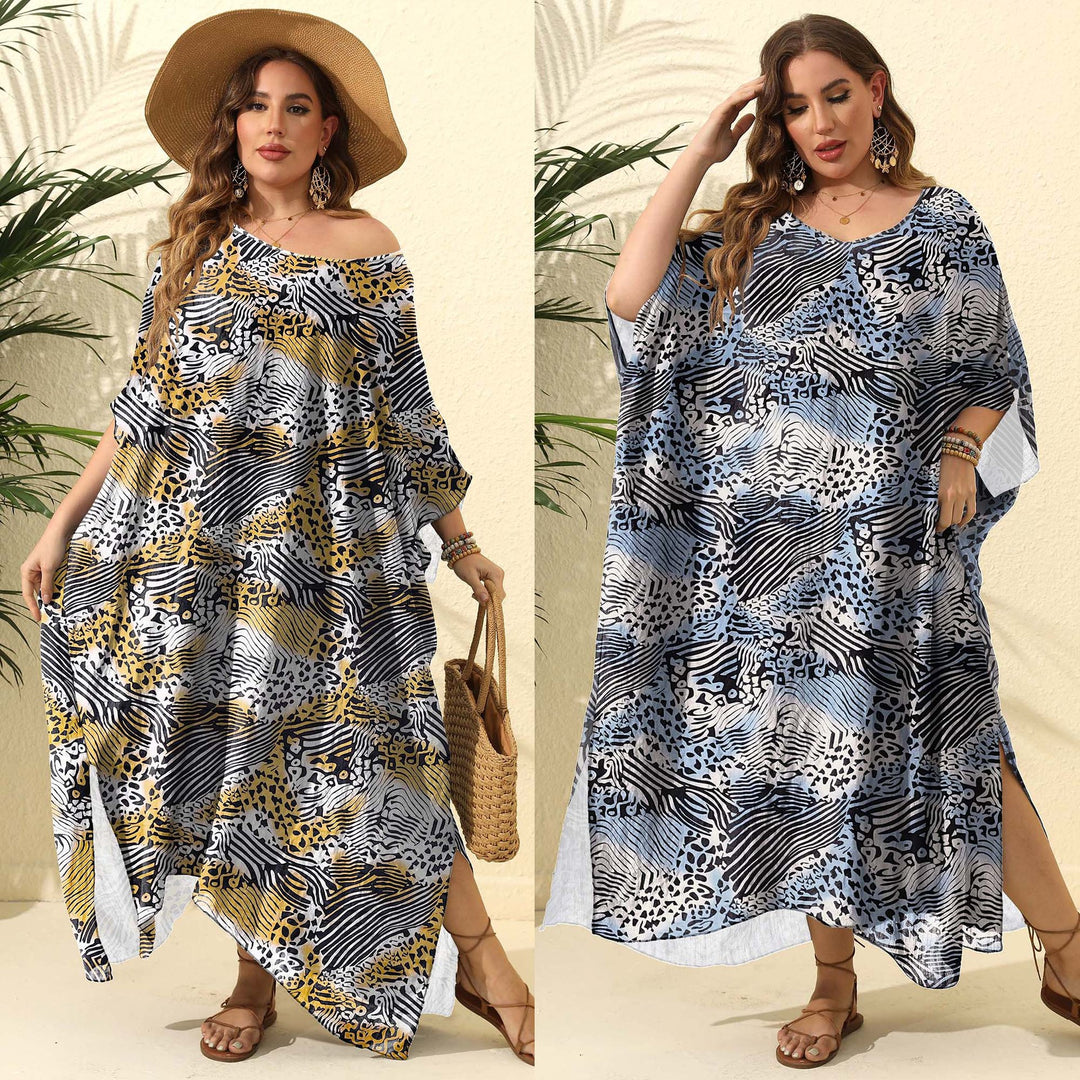 Damen Kaftan mit asymmetrischem Schnitt und tierischem Druck EB