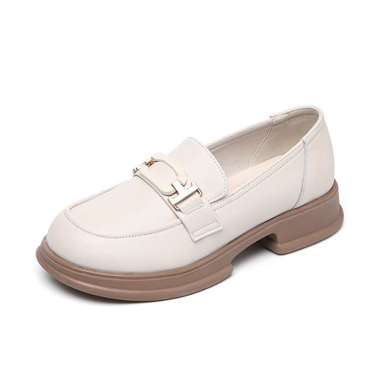 Damen Elegante Loafers mit modischer Schnallenverzierung und komfortablem Blockabsatz EB