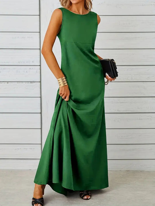 Damen elegantes Maxikleid mit schwingendem Saum und klassischem Schnitt EB