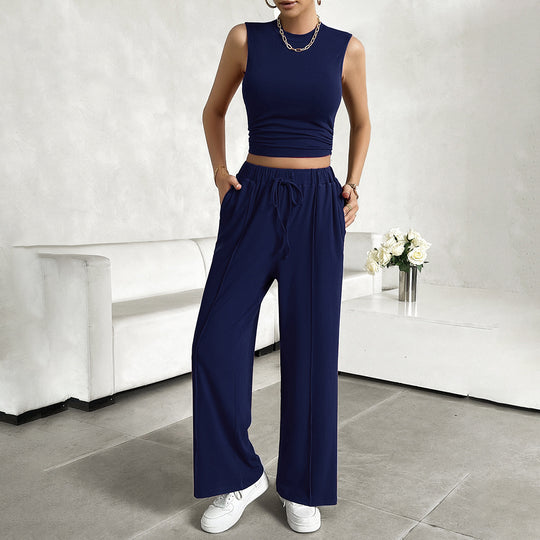 Damen Freizeit-Set mit tailliertem Top und weitem Hose EB