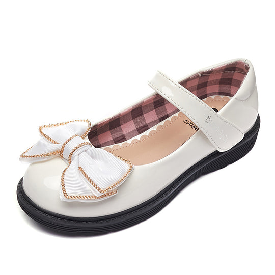 Mädchen Ballerina Schuhe mit verstellbarem Riemen und dekorativem Schleifenakzent EB