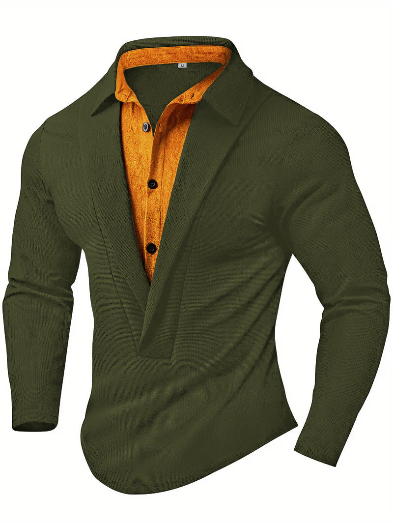 Herren Elegantes Langarmhemd mit modernem Kragen und texturiertem Design EB