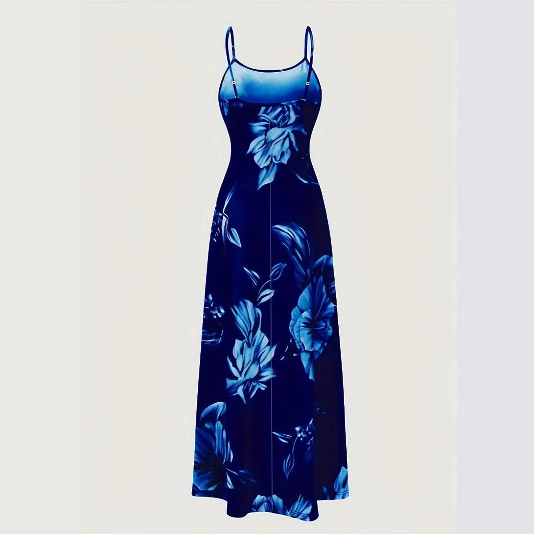 Damen Maxikleid mit floralem Muster und schmalen Trägern EB