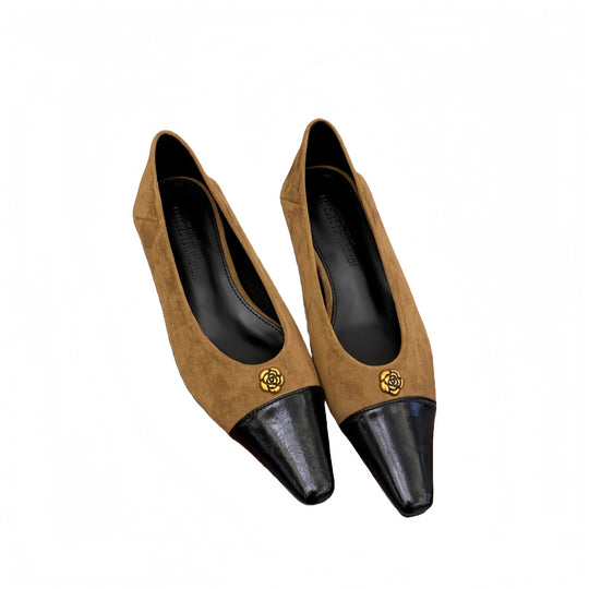 Damen zeitlose Ballerinas mit elegantem Leder-Spitzendesign und komfortablem Fußbett EB