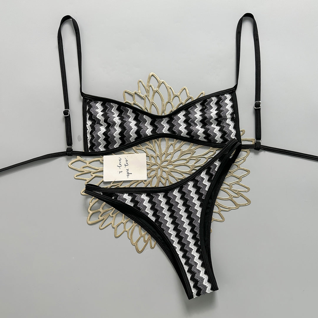 Damen Zweiteiliges Bikiniset mit geometrischem Zigzag-Muster EB