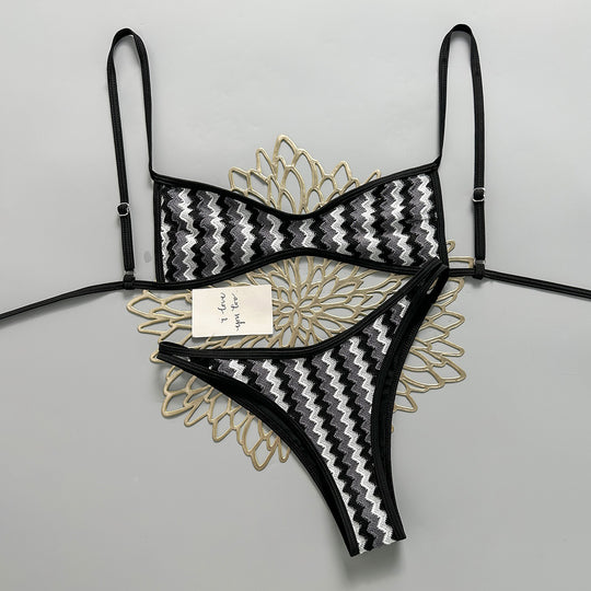 Damen Zweiteiliges Bikiniset mit geometrischem Zigzag-Muster EB