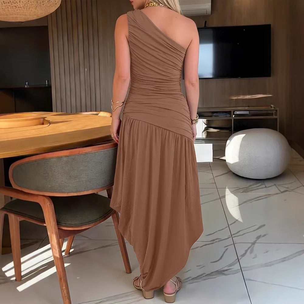 Damen One-Shoulder Maxikleid mit raffiniertem Wickelschnitt EB