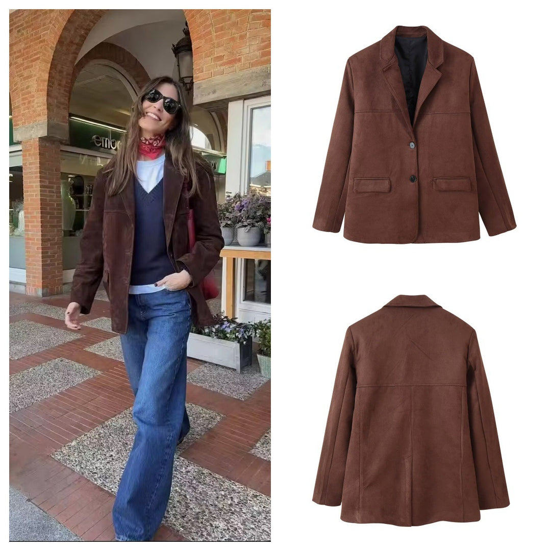 Damen elegante Wildlederblazerjacke EB