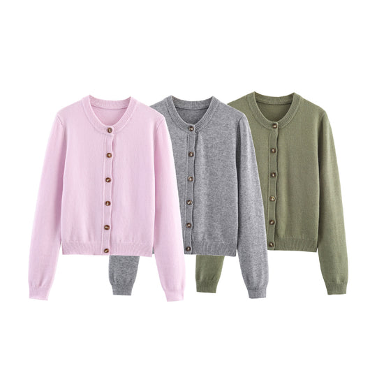 Damen Strickjacke mit Knopfverschluss und feiner Webstruktur EB