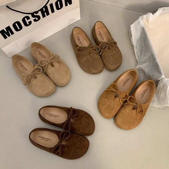 Damen bequeme Filzschuhe mit dekorativem Schnürdetail EB