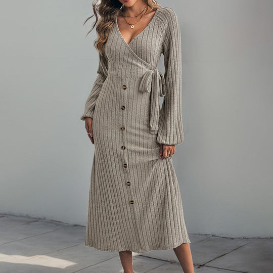 Damen Wickelkleid mit eleganten Rüschendetails und taillierbarem Gürtel EB
