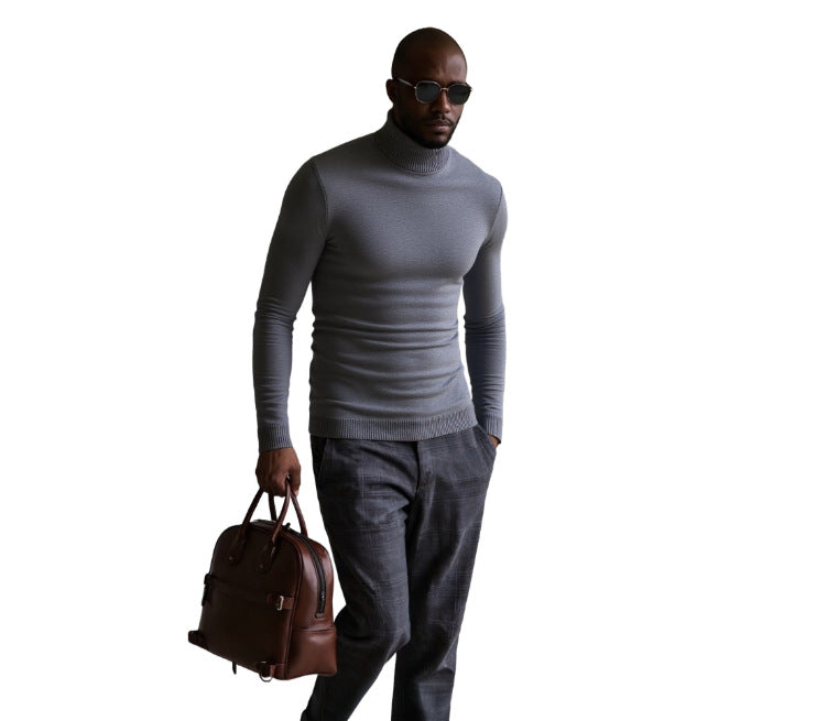 Herren rollkragen pullover mit feiner Struktur EB