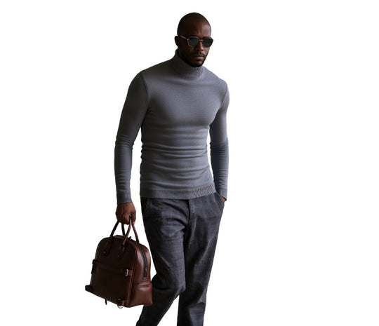 Herren rollkragen pullover mit feiner Struktur EB