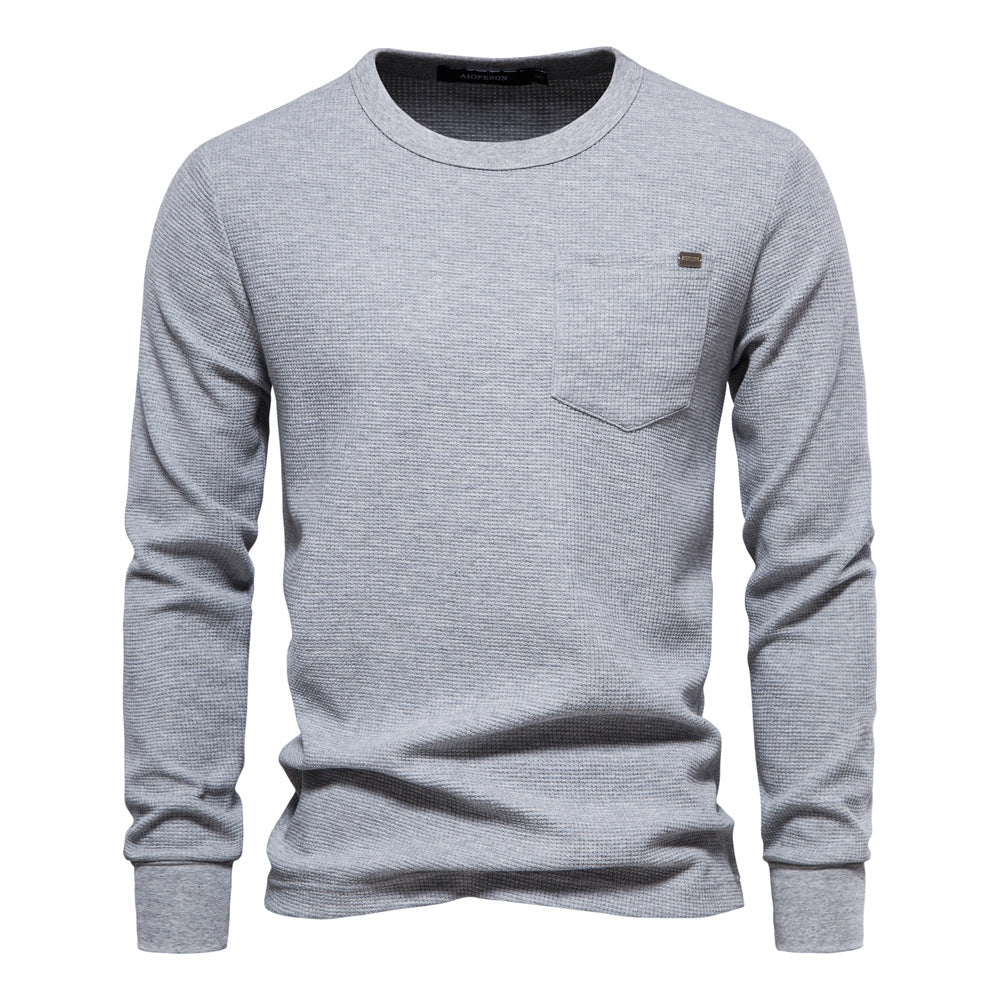 Herren Langarmshirt mit modularem Waffelstruktur und praktischer Brusttasche EB
