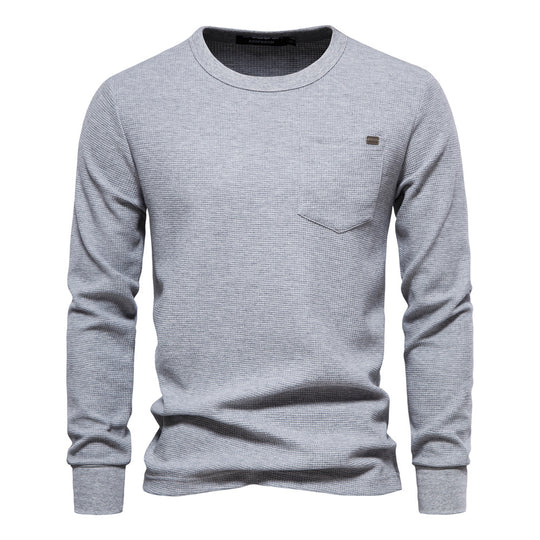 Herren Langarmshirt mit modularem Waffelstruktur und praktischer Brusttasche EB