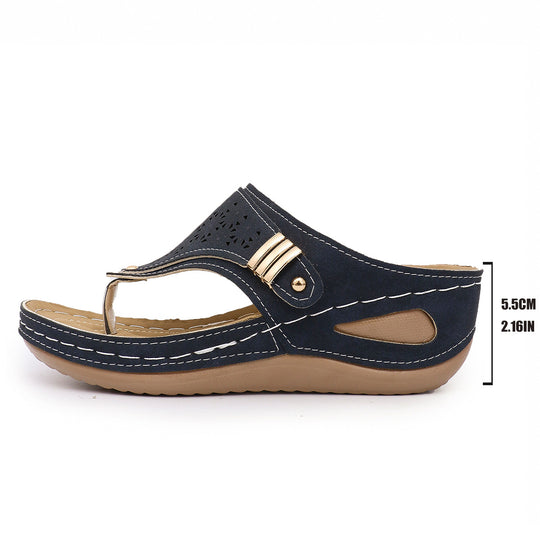 Damen Komfortable Zehentrenner-Sandalen mit modischem Verzierungsdetail EB