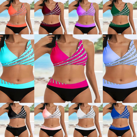 Damen Sportliches Bikini-Set mit trendigem Wickeloberteil EB