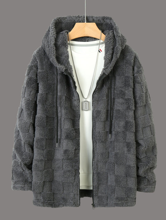 Damen Flauschige Fleecejacke mit Kapuze EB