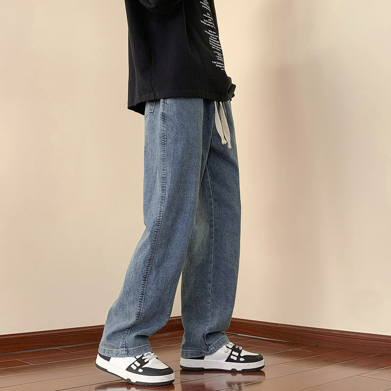 Herren lässige Denim-Hose mit bequemem Schnitt und elastischem Bund EB
