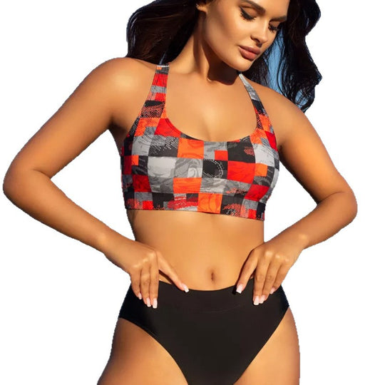 Damen Bikini-Set mit sportlichem Crop-Top und hochgeschnittenem Höschen EB