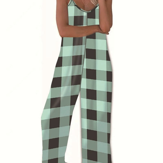 Damen Lässiger Jumpsuit im karierten Design mit praktischen Taschen EB
