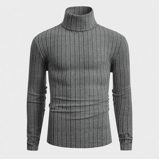 Damen Strickpullover mit hohen Kragen und feiner Rippenstruktur EB
