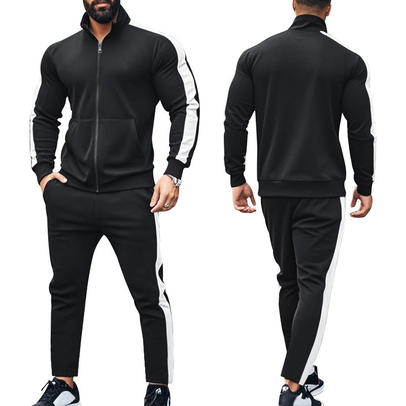Herren nan zweiteiliges Jogginganzug-Set mit Stehkragen-Zipjacke und konisch zulaufender Jogginghose EB