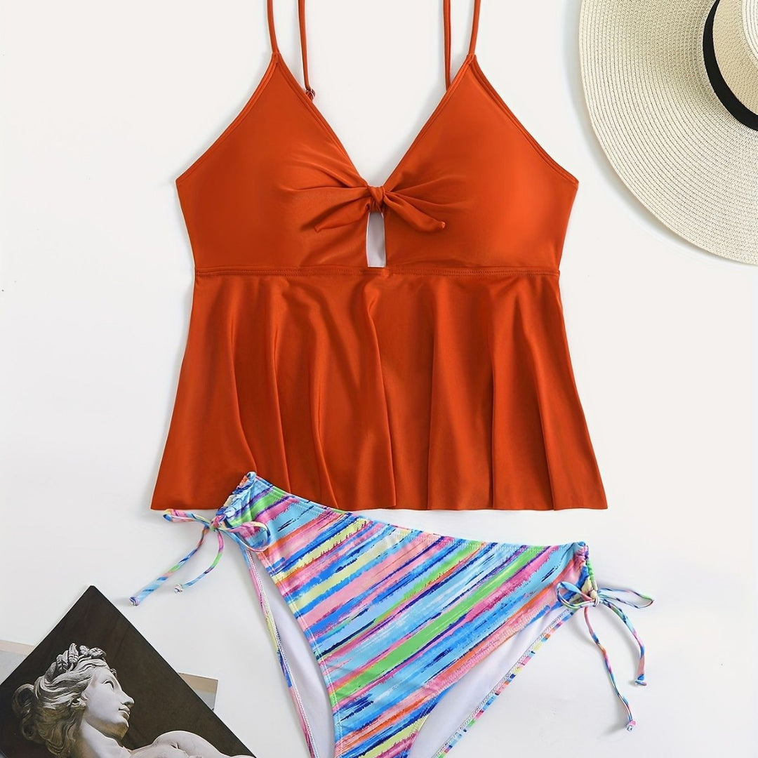 Damen Wickel-Bikini-Oberteil mit modischer Hose EB