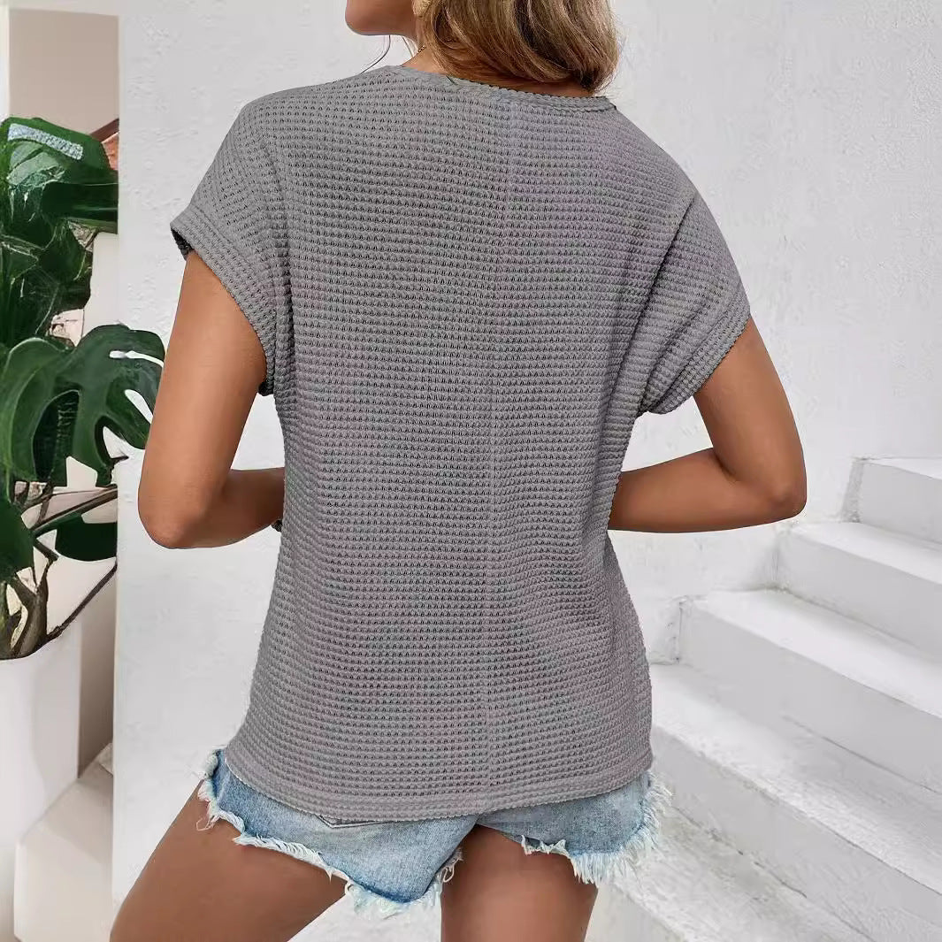 Damen luftiges Strickoberteil mit dekorativem Häkelmuster EB