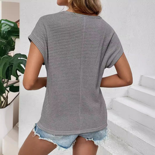 Damen luftiges Strickoberteil mit dekorativem Häkelmuster EB
