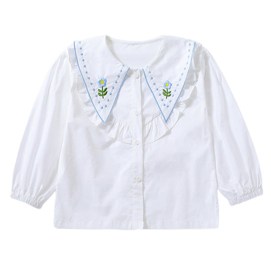 Mädchen Rüschenbluse mit besticktem Kragen EB