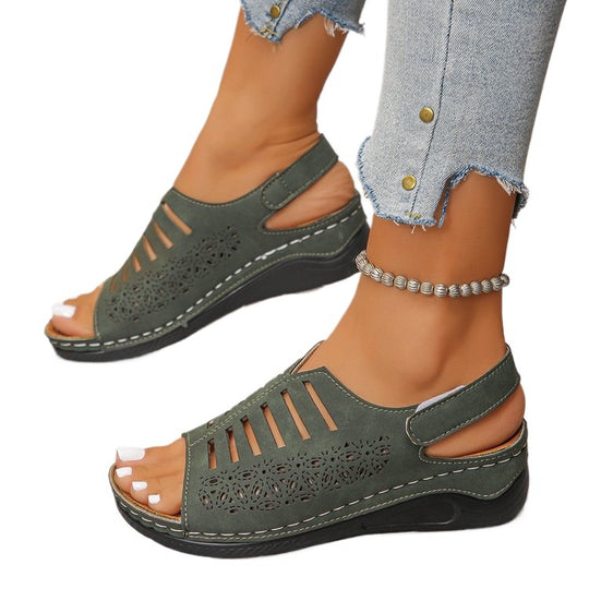 Damen Offene Sandalen mit feiner Durchbruchsstruktur EB