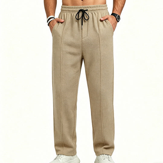 Herren Texturierte Relax-Fit Jogginghose mit Bügelfalte und Kordelzug EB
