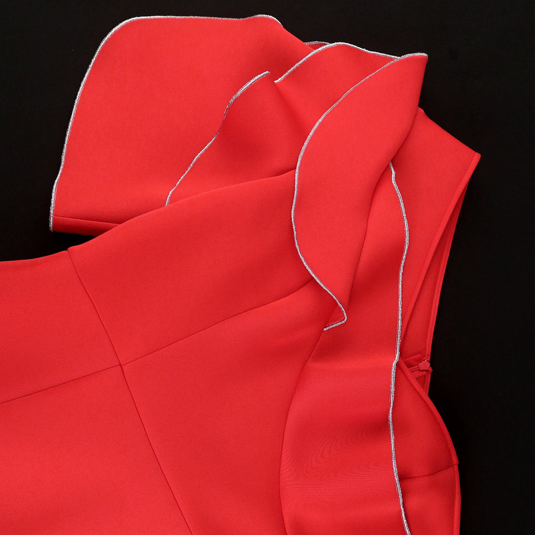 Damen figurbetontes Wickelkleid mit asymmetrischem Design und trendigem Rüschenelement EB