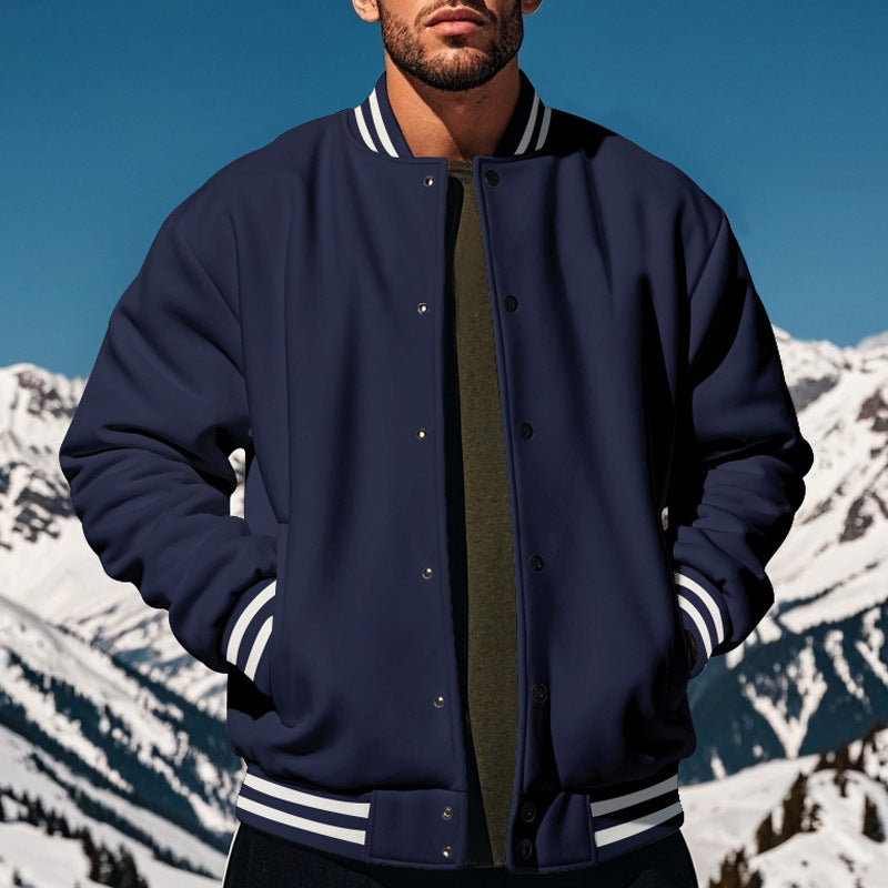 Herren nan stylische College-Varistyjacke mit geripptem Kragen, elastischen Bündchen und wärmender Thermowattierung EB