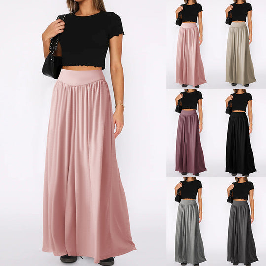 Damen Weit geschnittene Jersey-Hose mit elastischer Taille und elegantem Fall EB
