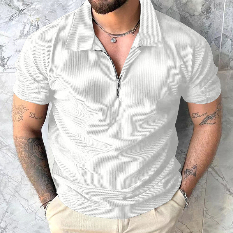 Herren Poloshirt mit modernem Reißverschluss und strukturiertem Design EB