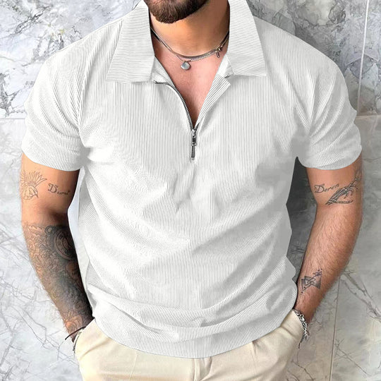 Herren Poloshirt mit modernem Reißverschluss und strukturiertem Design EB