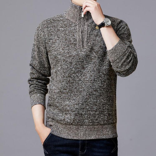 Herren Strickpullover mit modernem Stehkragen und strukturierter Oberfläche EB