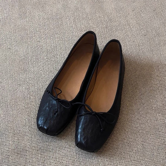 Damen Ballerinas mit eleganter Schleifenverzierung und weichem Leder EB