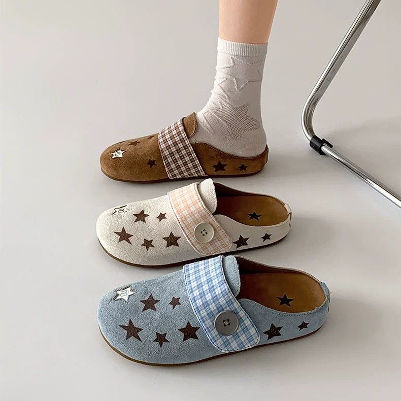Damen Bequeme Slipper mit Sternenmotiv und verstellbarem Riemen EB
