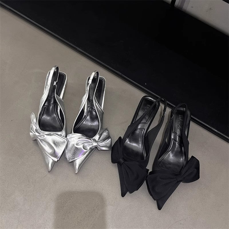 Damen elegante Slingpumps mit Schleife EB