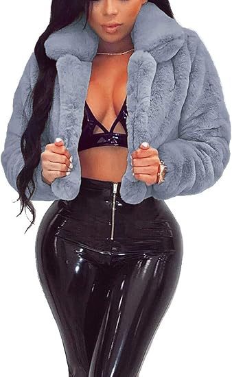 Damen Luxuriöse Kunstpelzjacke im eleganten Cropped-Design EB