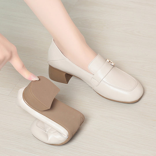 Damen Elegante Mokassins mit modischem Dekorelement und komfortablem Blockabsatz EB