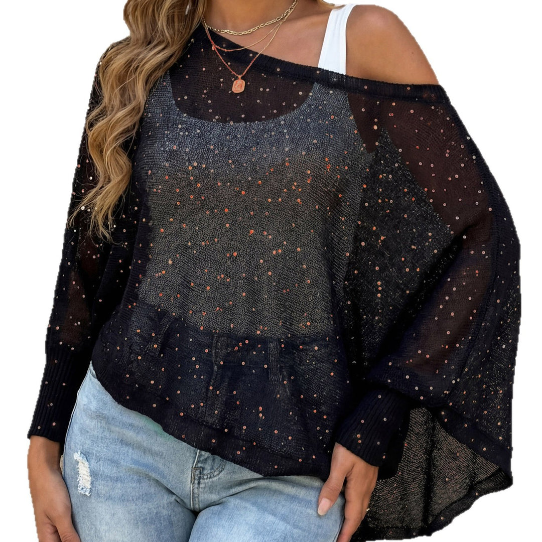 Damen luftiger Strandpullover mit funkelndem Glitzer EB