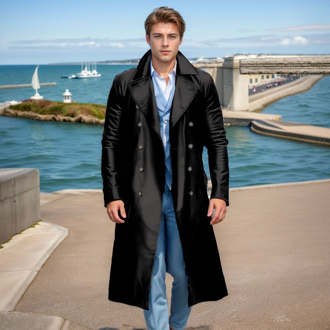 Herren Eleganter und glänzender Trenchcoat EB
